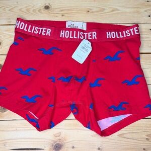 Hollister Red Boxer Briefs with Blue Seagull Pattern Sz S
